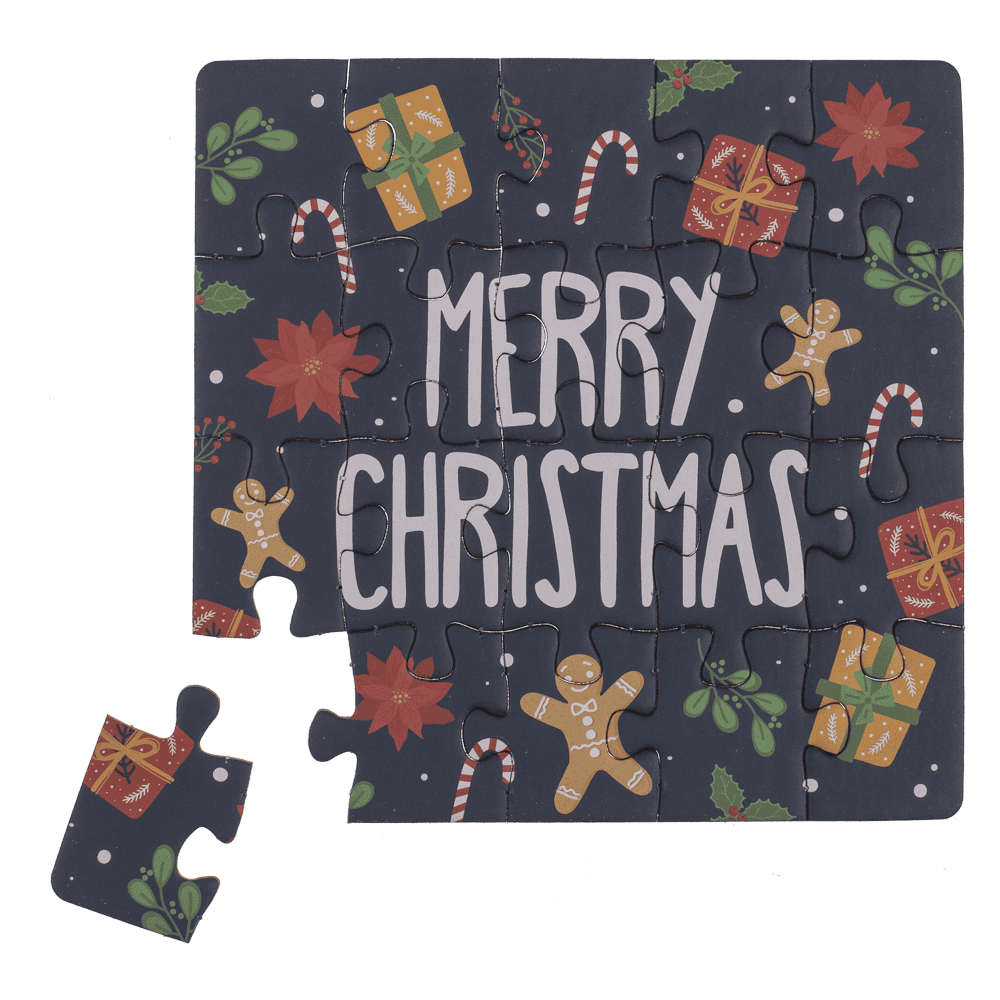 Square shape gift card, puzzle, X-Mas,