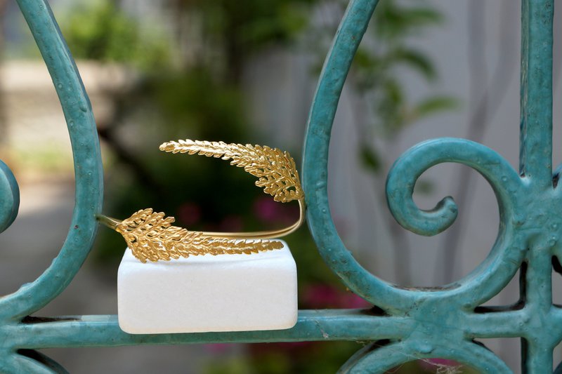 Gouden varenarmband, vergulde sterling zilveren sieraden, handgemaakte varenbladarmband, cadeau voor haar, verjaardagscadeau voor vrouwen