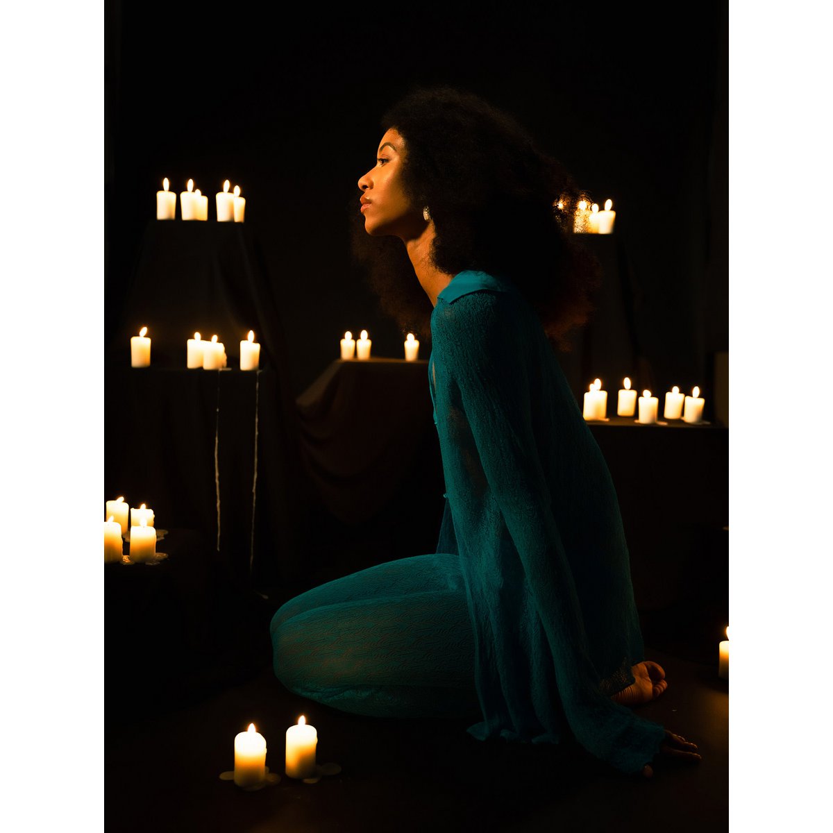 Saint gebreide blauwe maxi-top