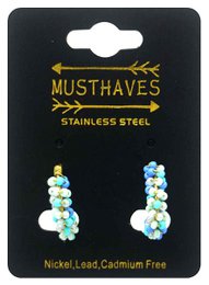 B-B4.3 E221-566-3 S. Steel Earrings Glassbeads