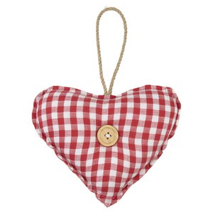 Pendant cotton heart red button 16cm