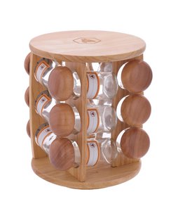 LAGUIOLE PRESENTOIR EEN DIENBLAD EPICES MET 12 GLAZEN CONTAINERS VOOR KRUIDEN
