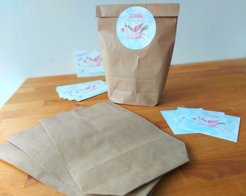 Unicorn party bags with sticker - unicorn guest gift bag for unicorn birthday
