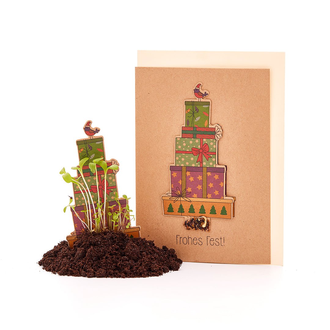 Saatsteckerkarte - Geschenke - Frohes Fest
