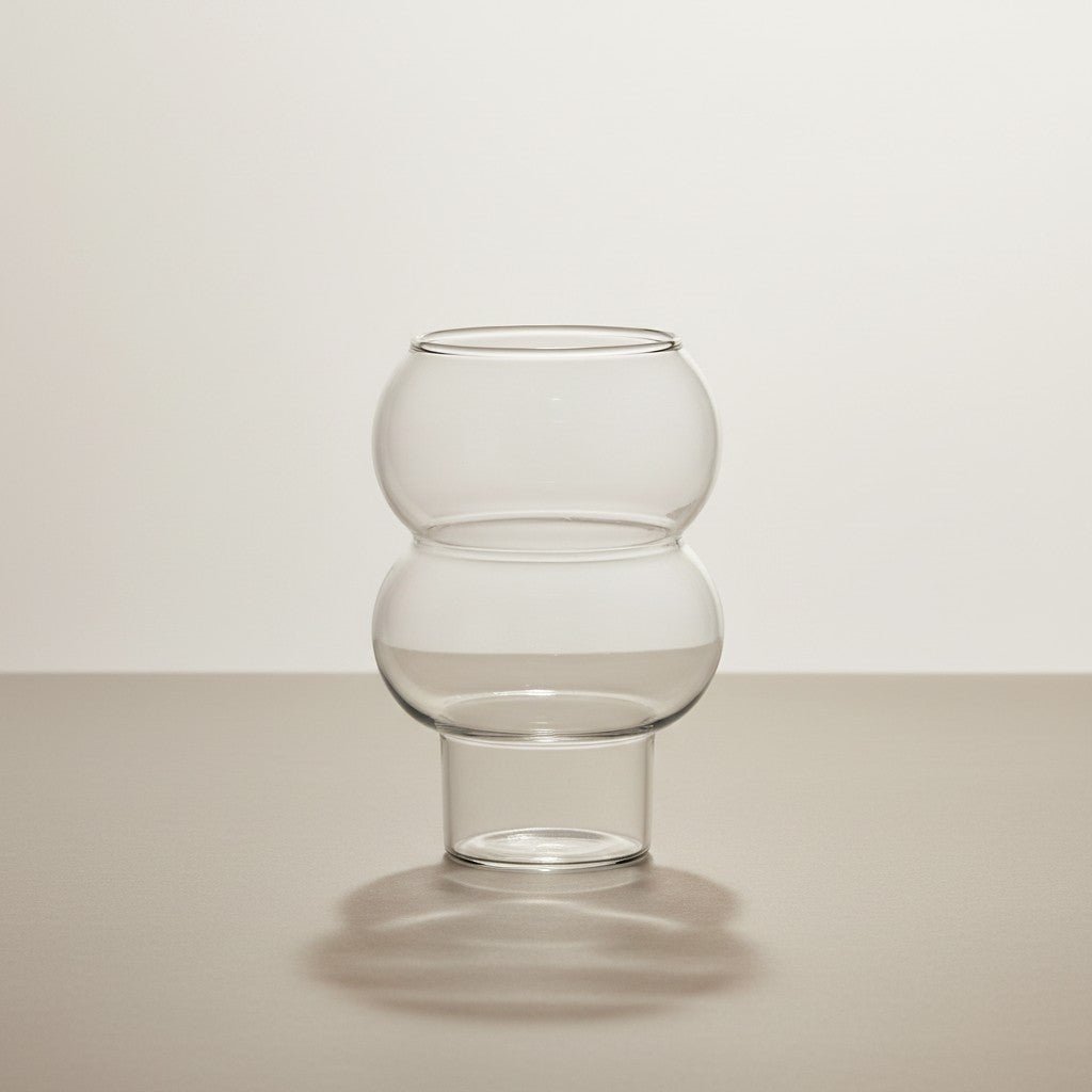 Designerski kubek szklany do napojów gorących i zimnych - Bubble - przezroczysty - 500 ml