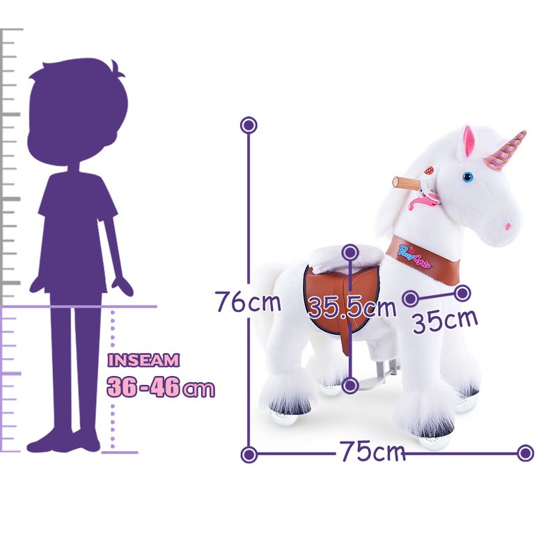 Ponycycle Ride su Toy White Unicorn | Età 3-4 | Peluche giocattolo da giro per animali | Classic U migliori regali
