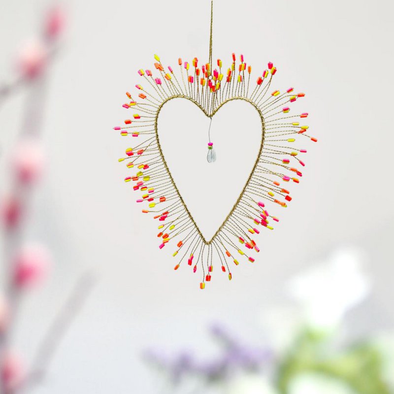 Decoratie FUNKEL Ultrafijn hart neon oranje