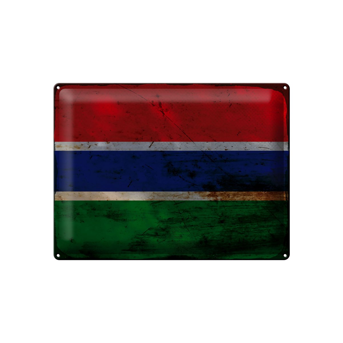 Blechschild Flagge Gambia 40x30cm Flag of the Gambia Rost