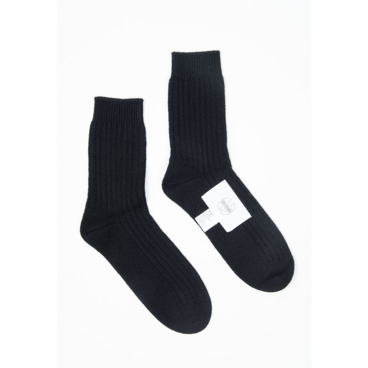 UNI 12 Sock in traditional 4-thread rib in black cashmere