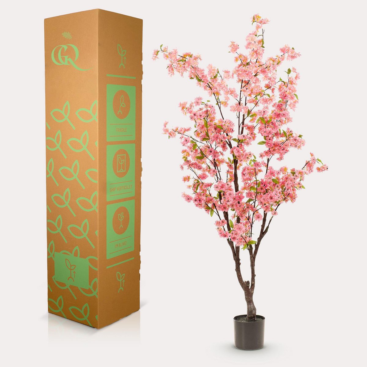 Plante artificielle - Prunus - Fleur de cerisier - Rose - 175cm