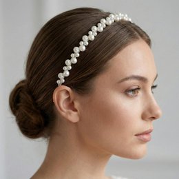 Pearl beaded headband, white pearls, bridal hair accessory, elegant wedding headpiece, decorative hair band.