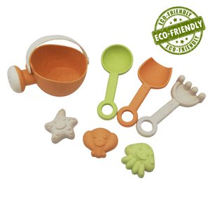 Mijn eerste babyzandspeeltje, 7 stuks. Mini zandspeelset met gieter, plastic tarwestro mix