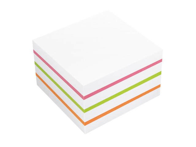 Info notes 75x75mm assorti blok a 450 vel wit, roze, groen, oranje