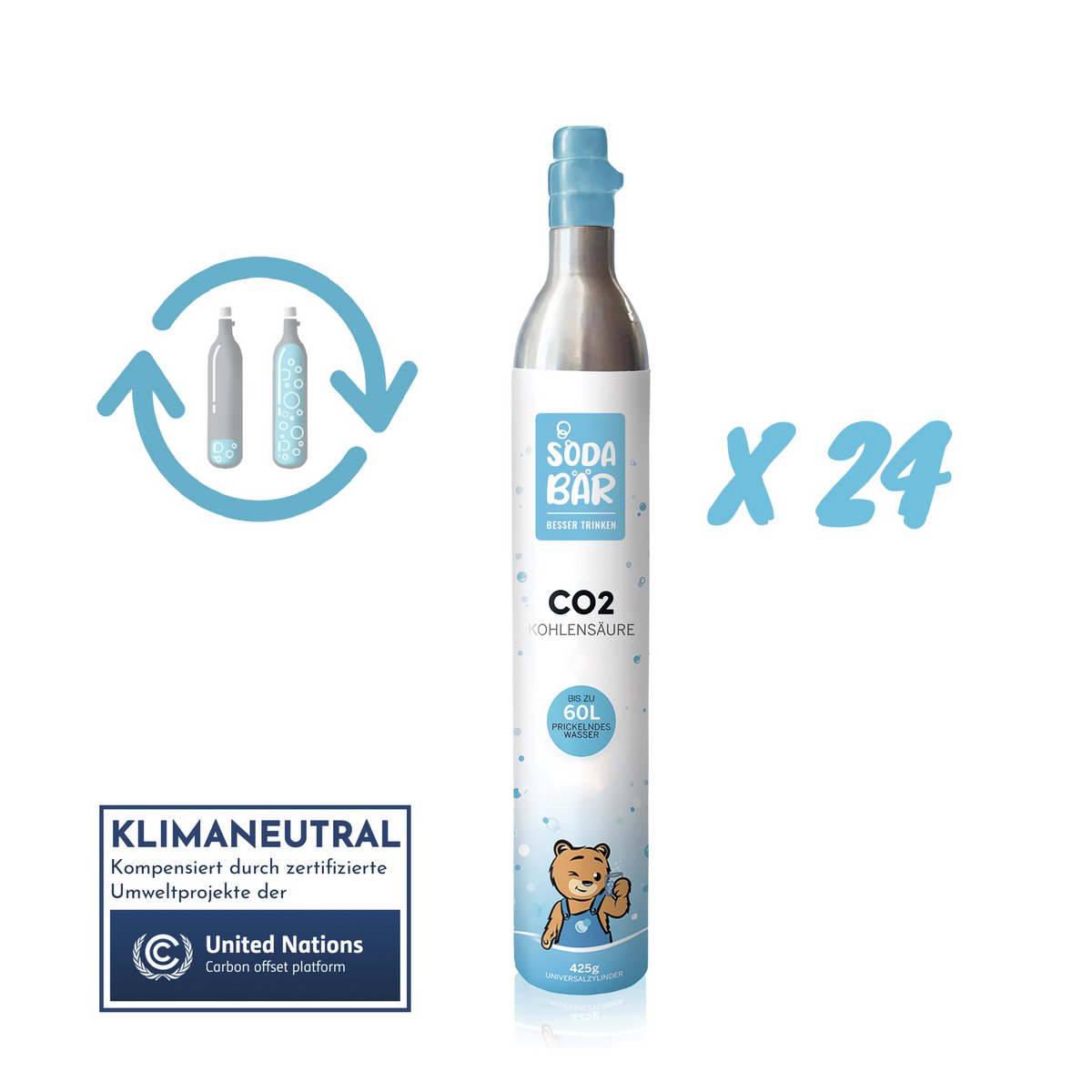 SodaBär© CO2 Wechselflaschenbox für SodaStream & Co. 425g (60 l)