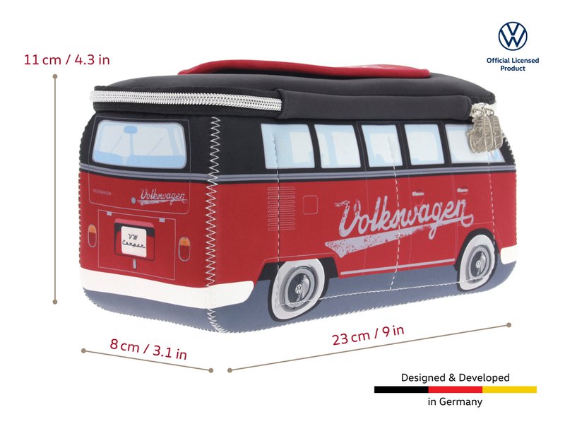 Volkswagen VW T1 Bus 3D Neoprene Universal Bag - Small - /Red & Black