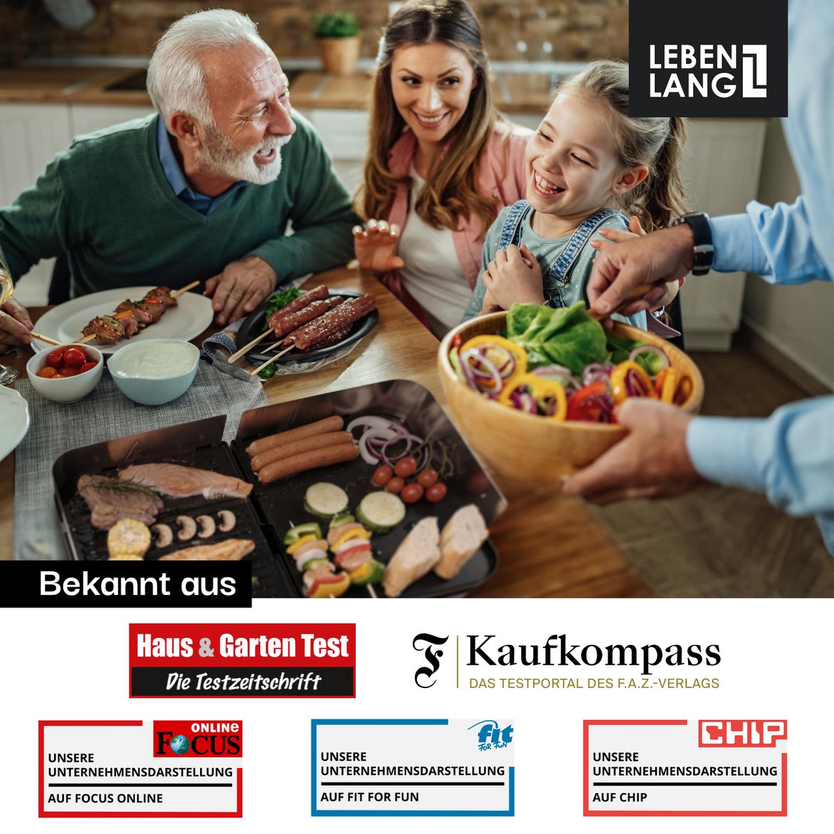 LEBENLANG Elektrogrill Tischgrill elektrisch - Inkl. Grillzange & Spritzschutz I 2400W Für Drinnen & Draußen I Gril Elektro Grill für Balkon Tisch I Elektrischer Plattengrill Indoor Grills Indoorgrill