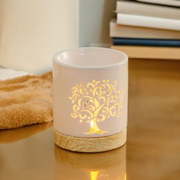 Quemador de perfumes serie Céramy – Árbol de la vida – Portavelas de cerámica lacada – Difusión de ceras aromáticas, aceites esenciales – Idea decorativa de regalo