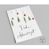 Weihnachtskarte | Frohe Adventszeit | rote Kugeln und kleine Tannen | Postkarte