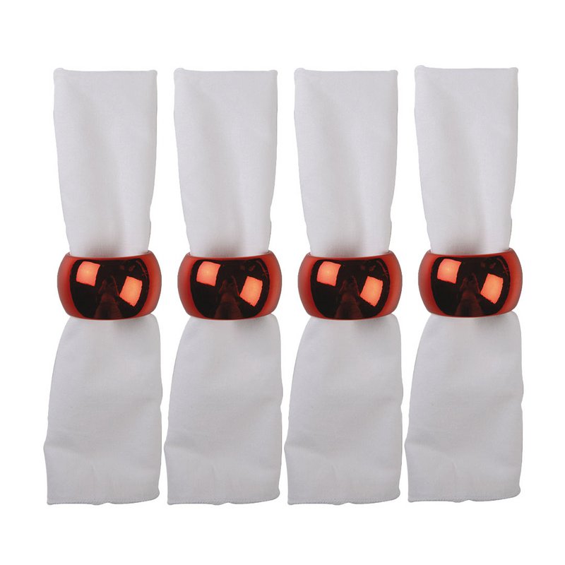 Set von 4 Runden einzelner roter Handtücher
