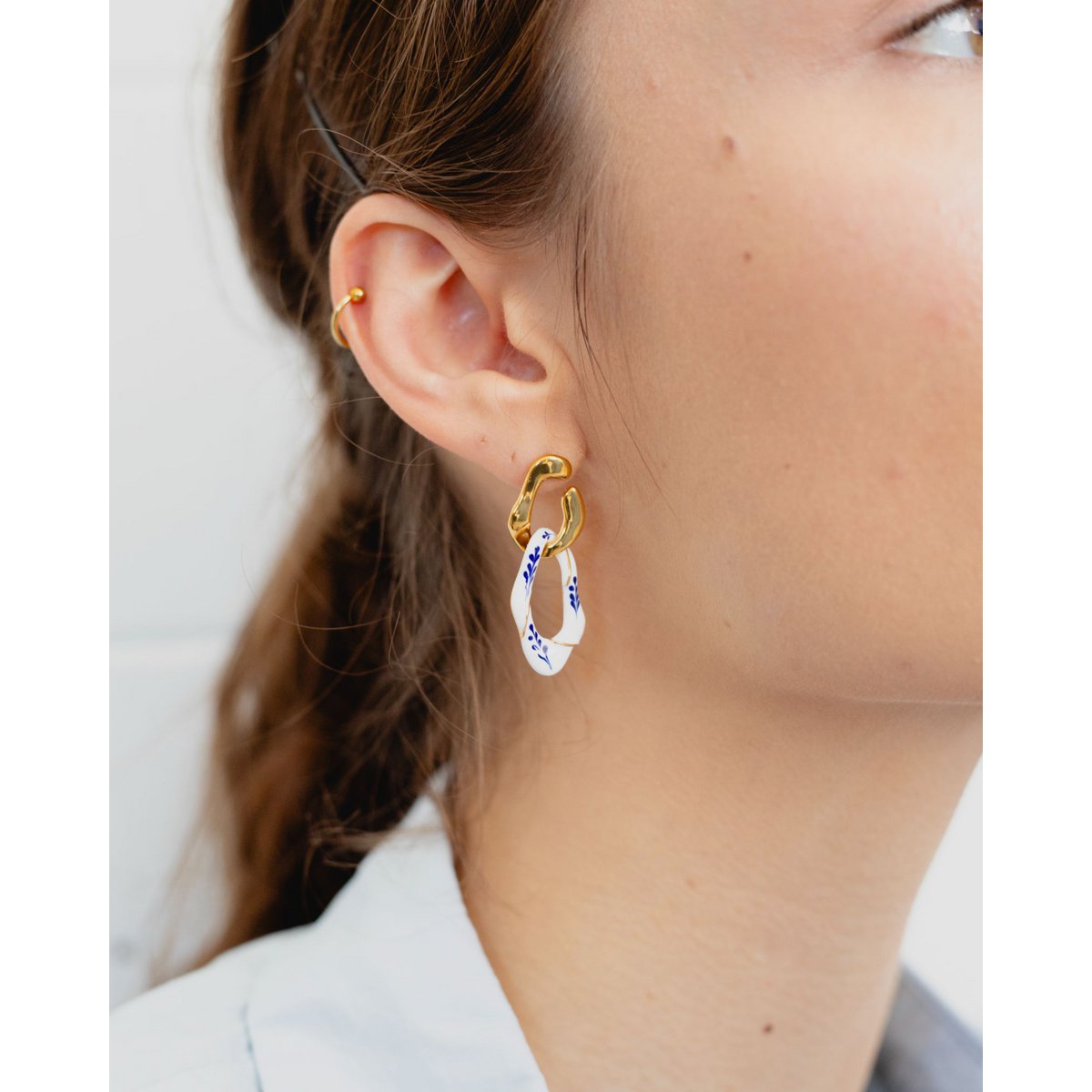 Varia Enamel 2-i-1 øreringe (mini) — Hvide