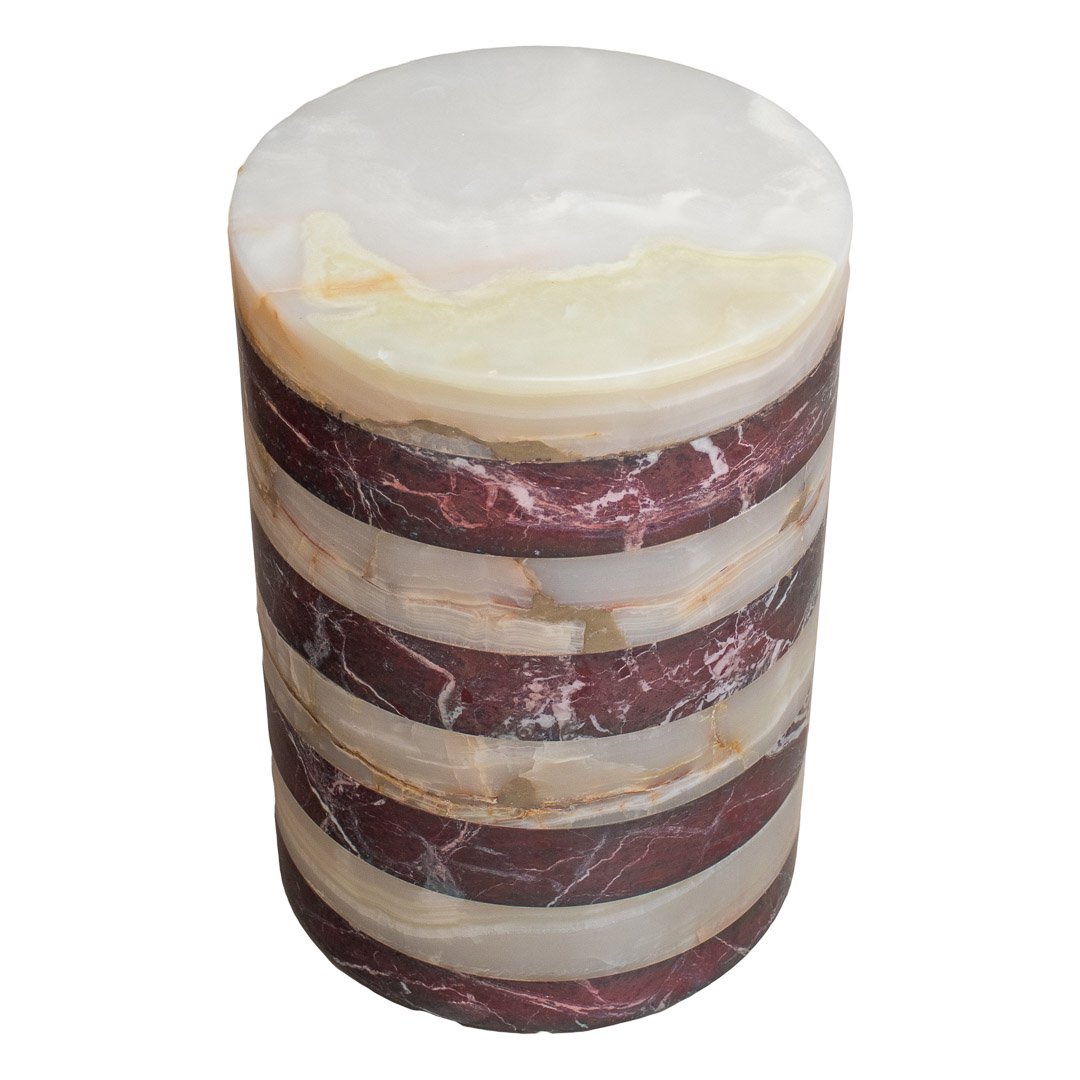 Table Basse Marbre Rouge et Onyx Blanc