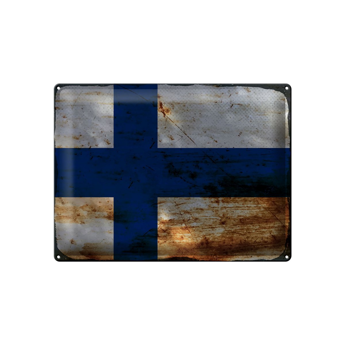 Tin Sign Flag Finland 40x30cm Flag of Finland Rust