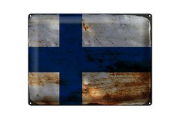 Tin Sign Flag Finland 40x30cm Flag of Finland Rust