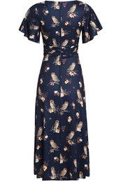 EU STOCK Kleid mit Blütenblattärmeln von Donna in Marineblau und Eulenmuster