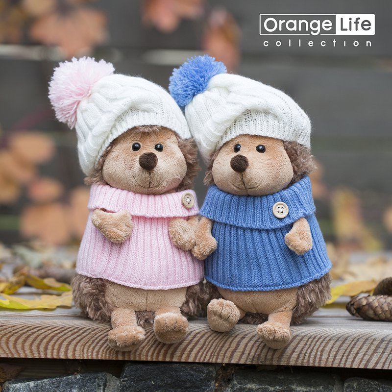 Soft toy, Prickle the Hedgehog in white/blue hat (18cm)