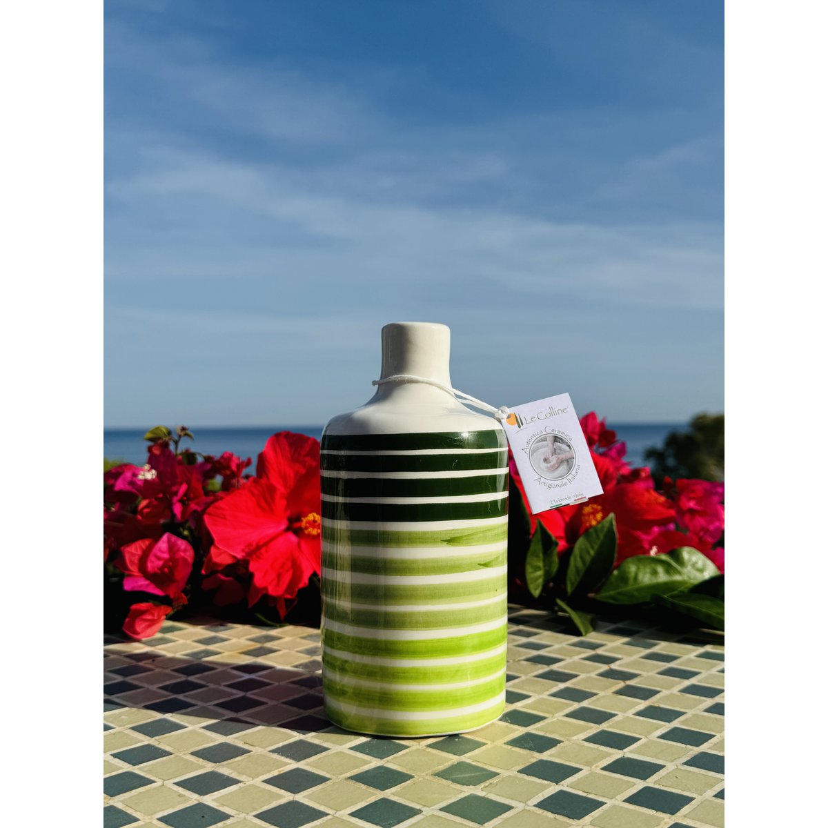 Ręcznie robiona butelka olejowa dawców oleju z dzbanem ceramiczna butelka „linee” dla oliwy z oliwek i octu około 250/500 ml