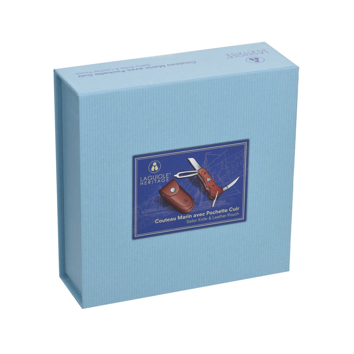 Couteau Pliant de Marin - Coffret cadeau - Couteau Multifonctions - Livré avec un étui en cuir