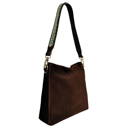 BOHO IBIZA BAG - Bandolera Tiger Turquesa (70cm) + Bolso de ante (Cocoa)