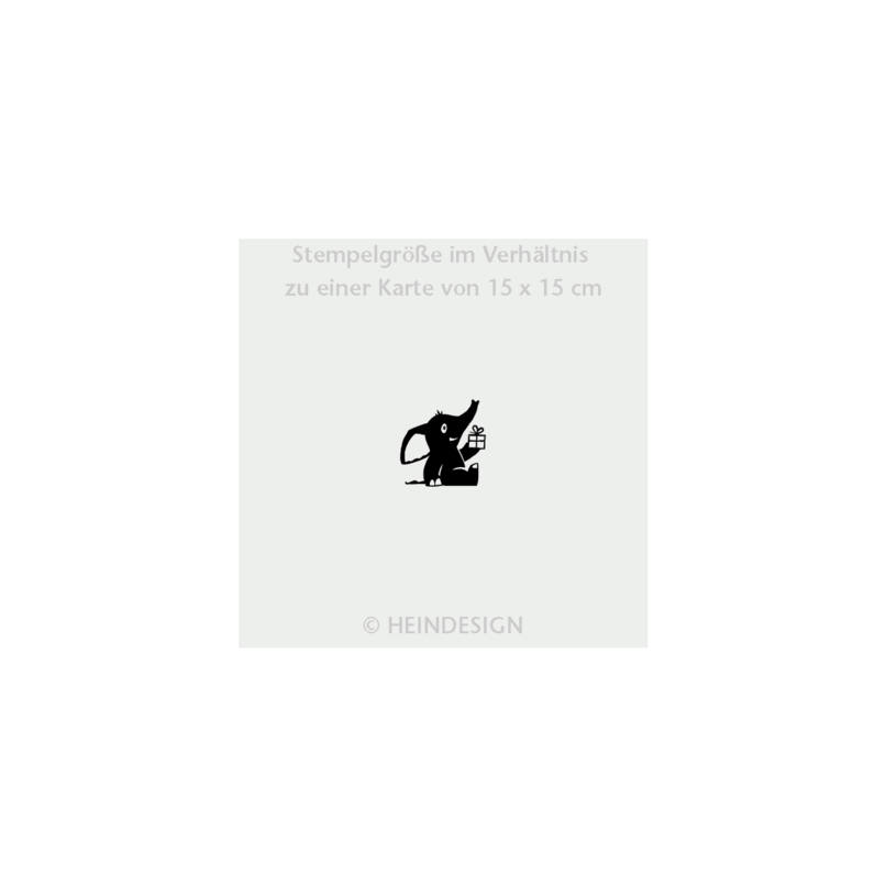 Stempel: olifant met cadeau
