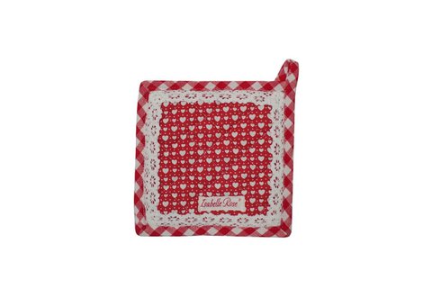 Red pot holder LOVE 20x20 cm Isabelle Rose