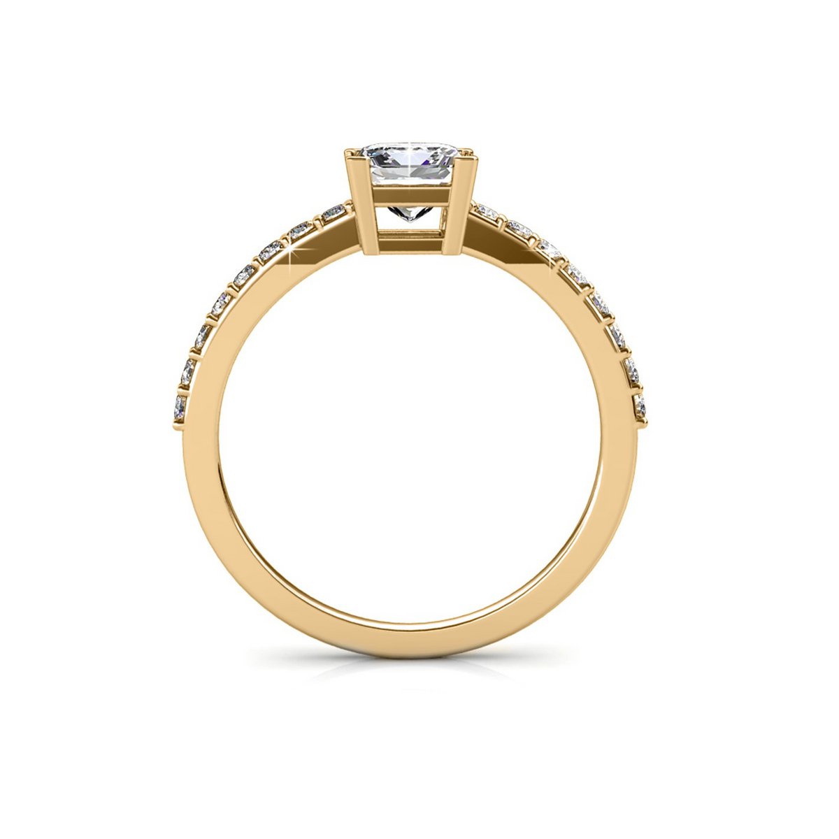 Simple Square Ring - Gold and Crystal