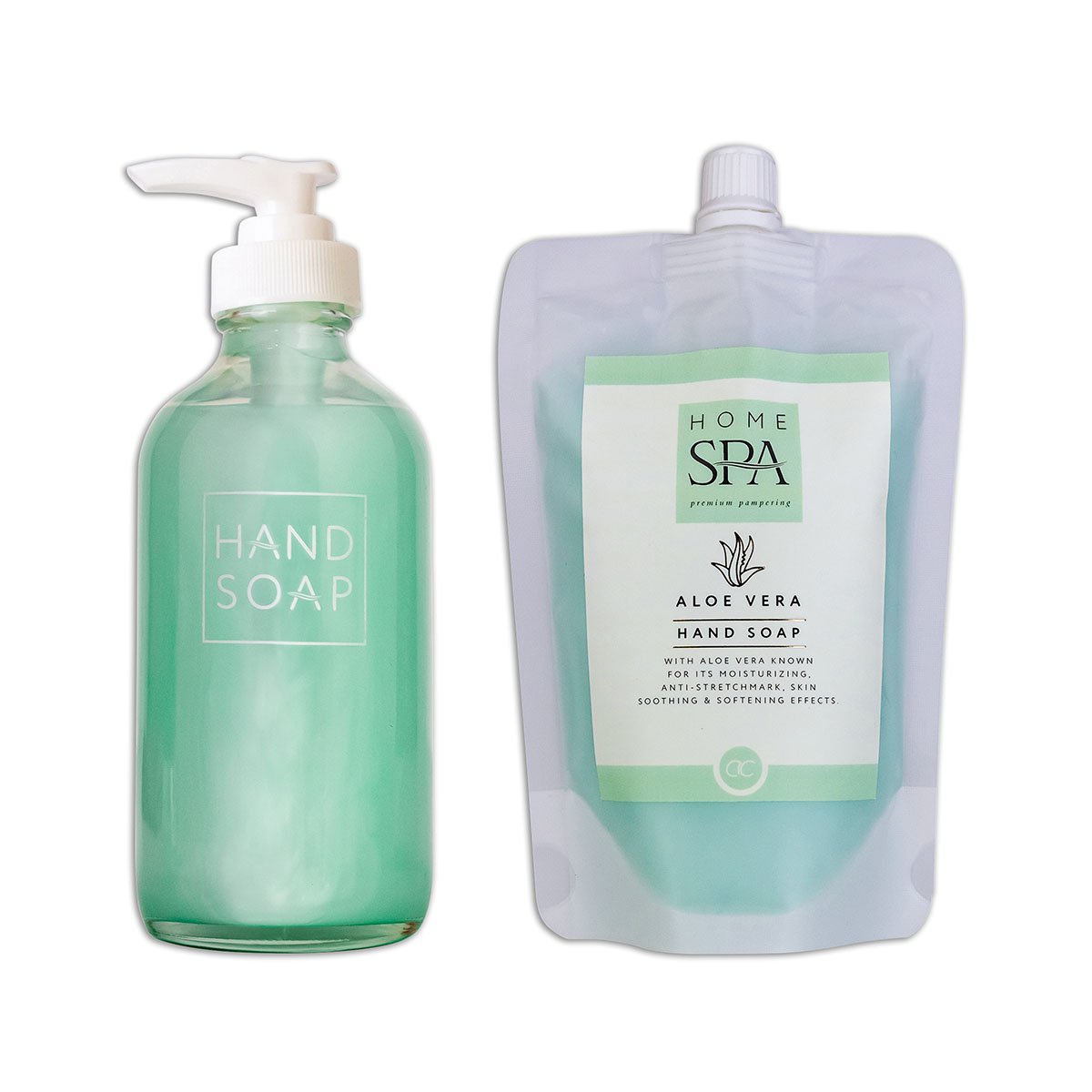Home Set Home Spa avec distributeur de savon en verre et savon de recharge
