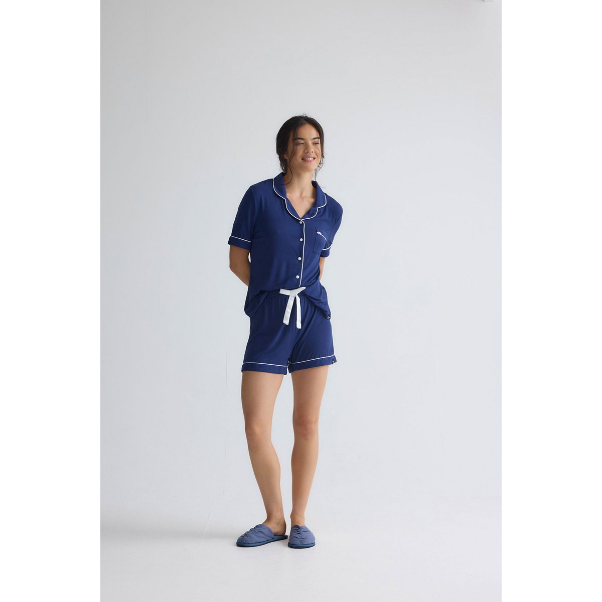 Bambus-Hemd-Shorts-Set in Mitternacht
