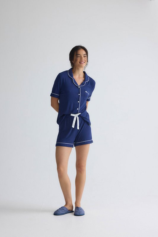 Bambus-Hemd-Shorts-Set in Mitternacht