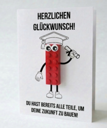 Carte postale de célébration de remise des diplômes – Brique de construction LEGO