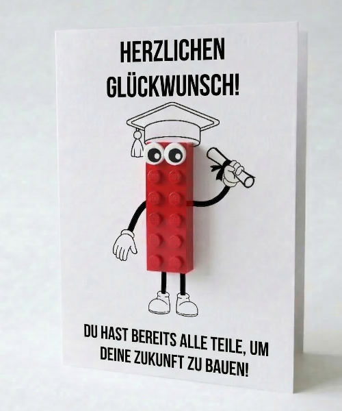 Carte postale de célébration de remise des diplômes – Brique de construction LEGO