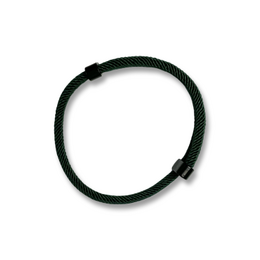 Dark green rope bracelet made of durable twisted cord material.