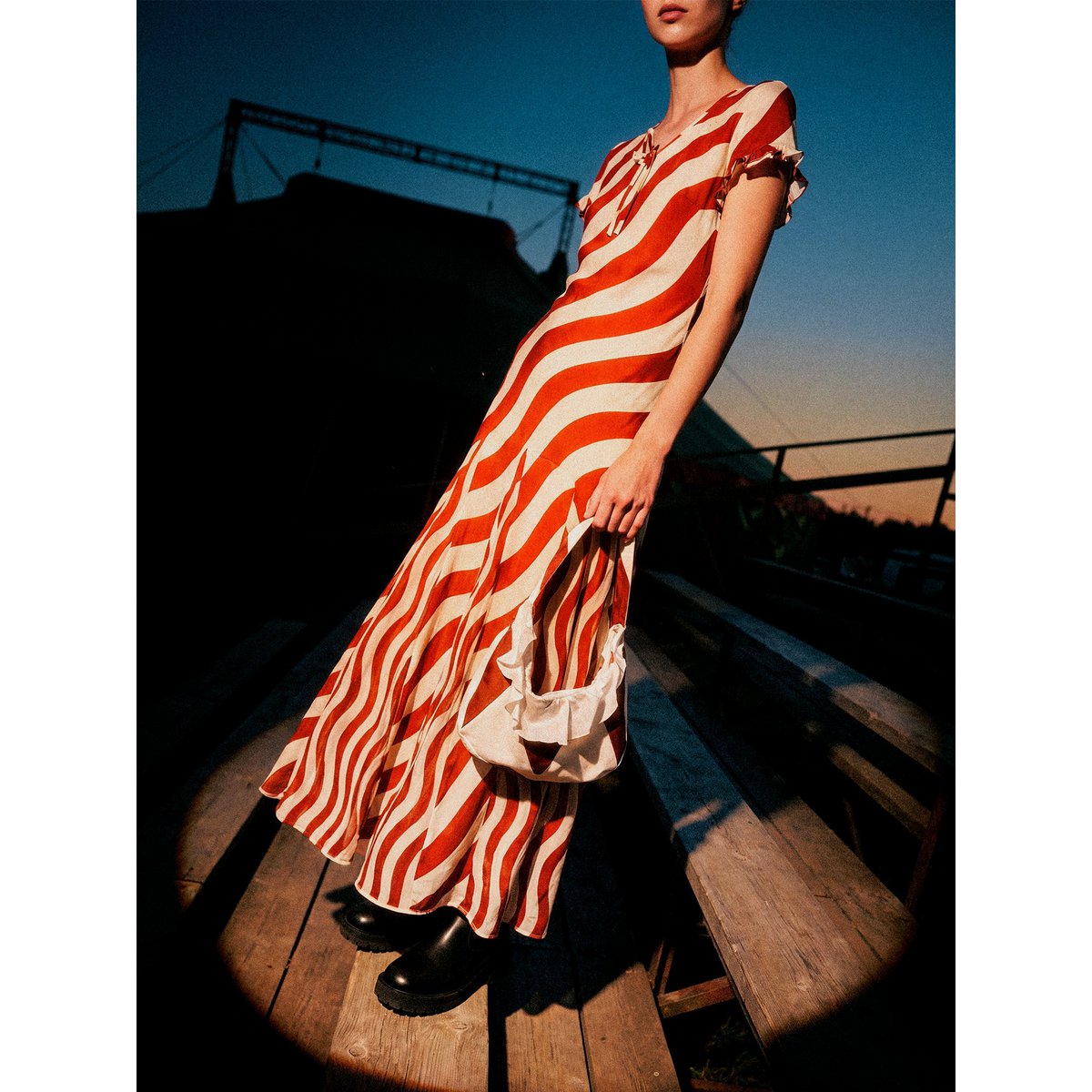 Robe longue rouge rayée Candycane