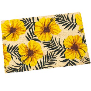 FLOWERSYELLOW COCONUT FIBER DOORMAT _40X60X2CM ST63302