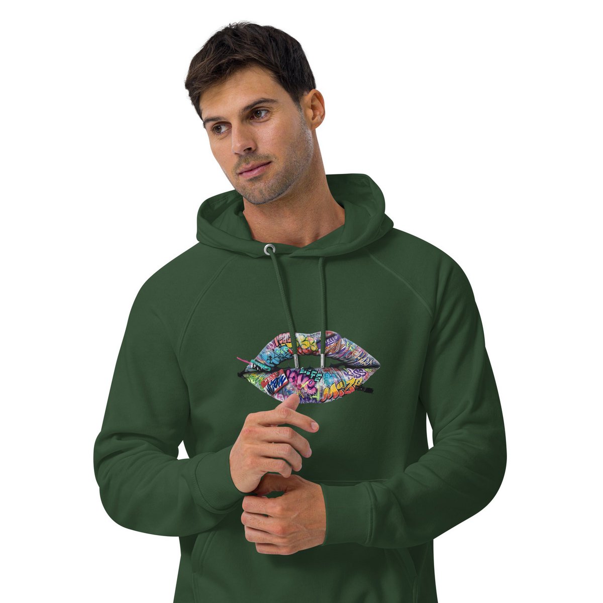 Lipstickjungle unisex økologisk raglan hættetrøje