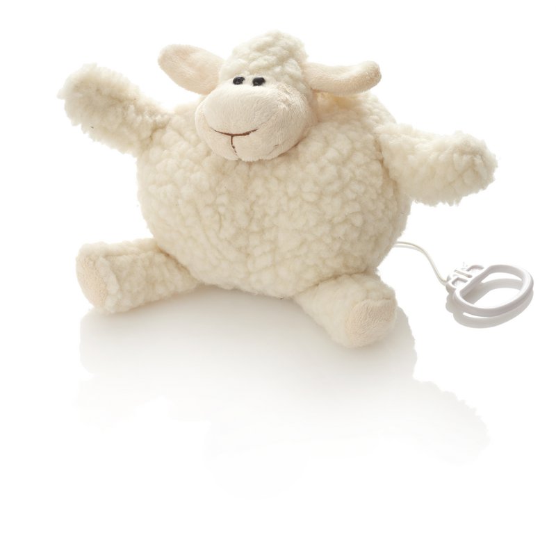 Scheerwol schaap 22 cm met slaapmuziek La le lu..