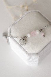 Bruids Armband Rozenkwarts & Maansteen - Zilver