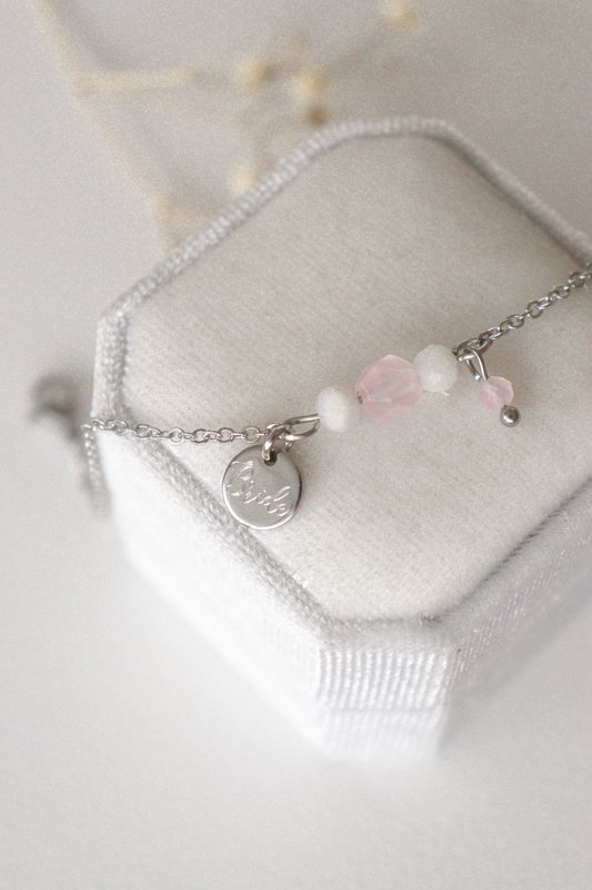Bruids Armband Rozenkwarts & Maansteen - Zilver