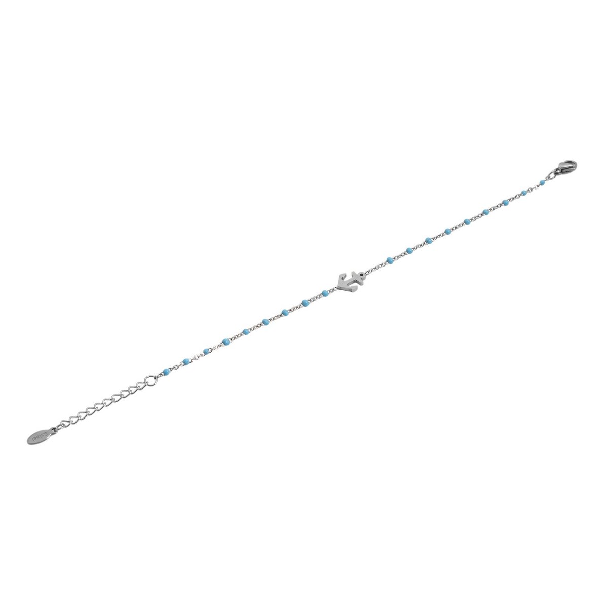 Accent anchor bracelet made of stainless steel, silver/light blue