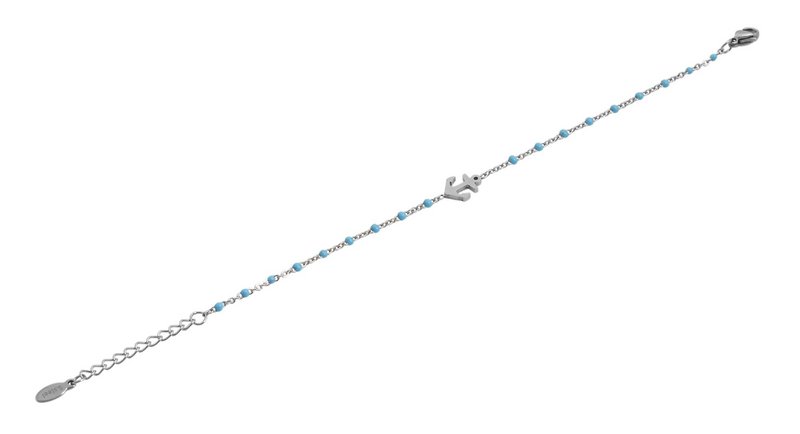 Accent anchor bracelet made of stainless steel, silver/light blue