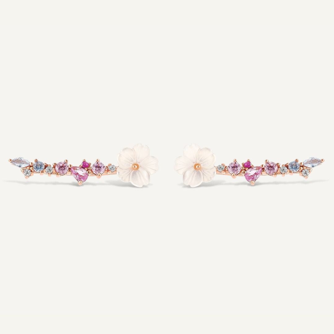 Pendientes trepadores Maëline - Oro rosa